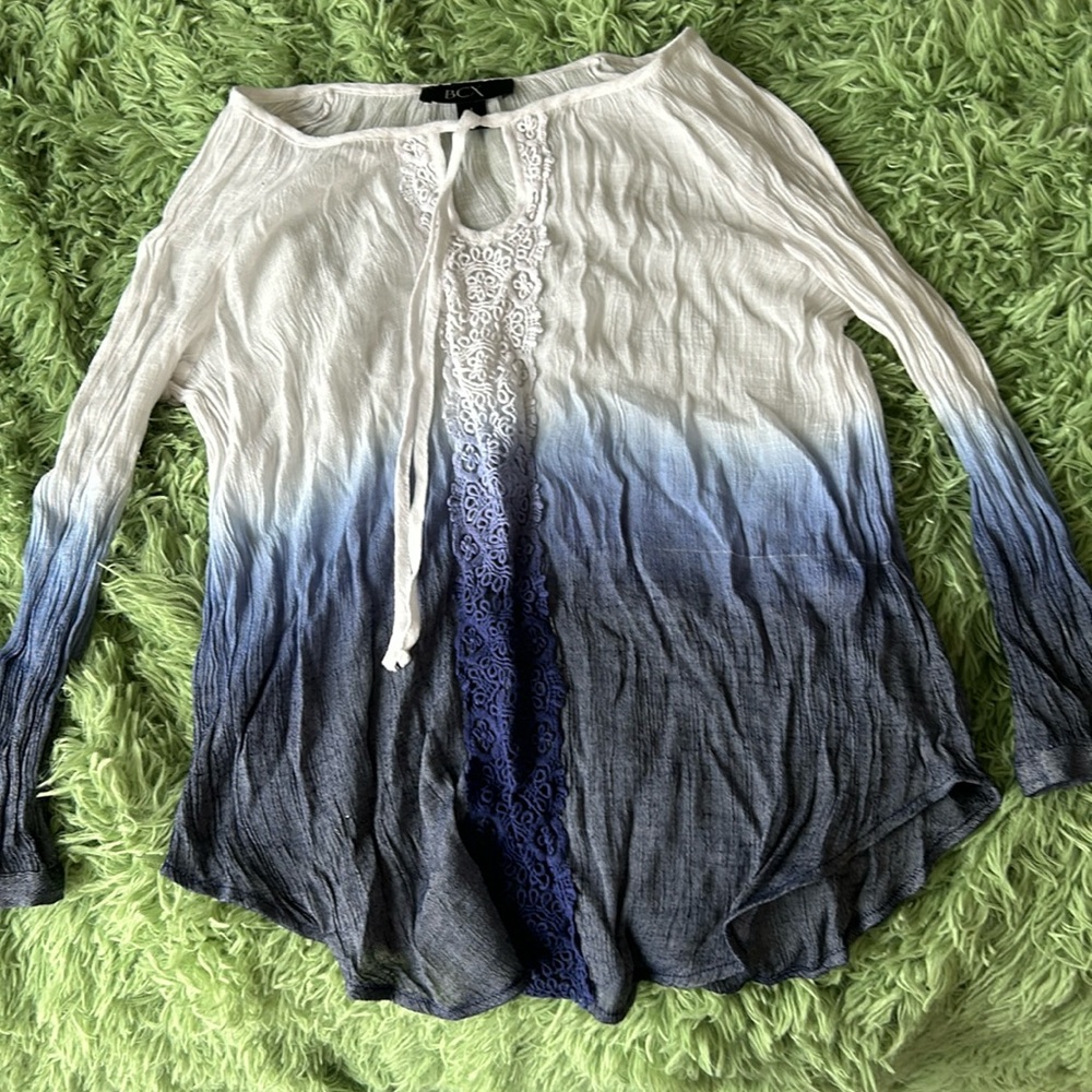 Blue and white BCX blouse